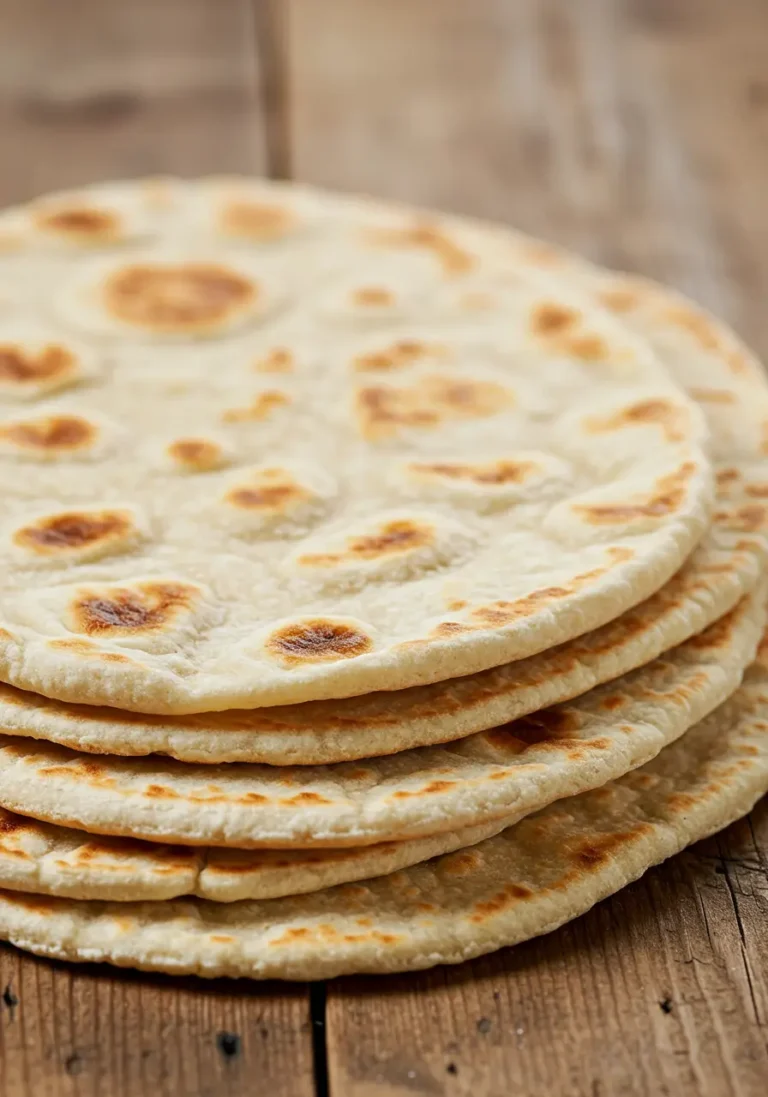 Homemade gyro bread, soft and fluffy with a golden-brown crust, perfect for wrapping gyro fillings.