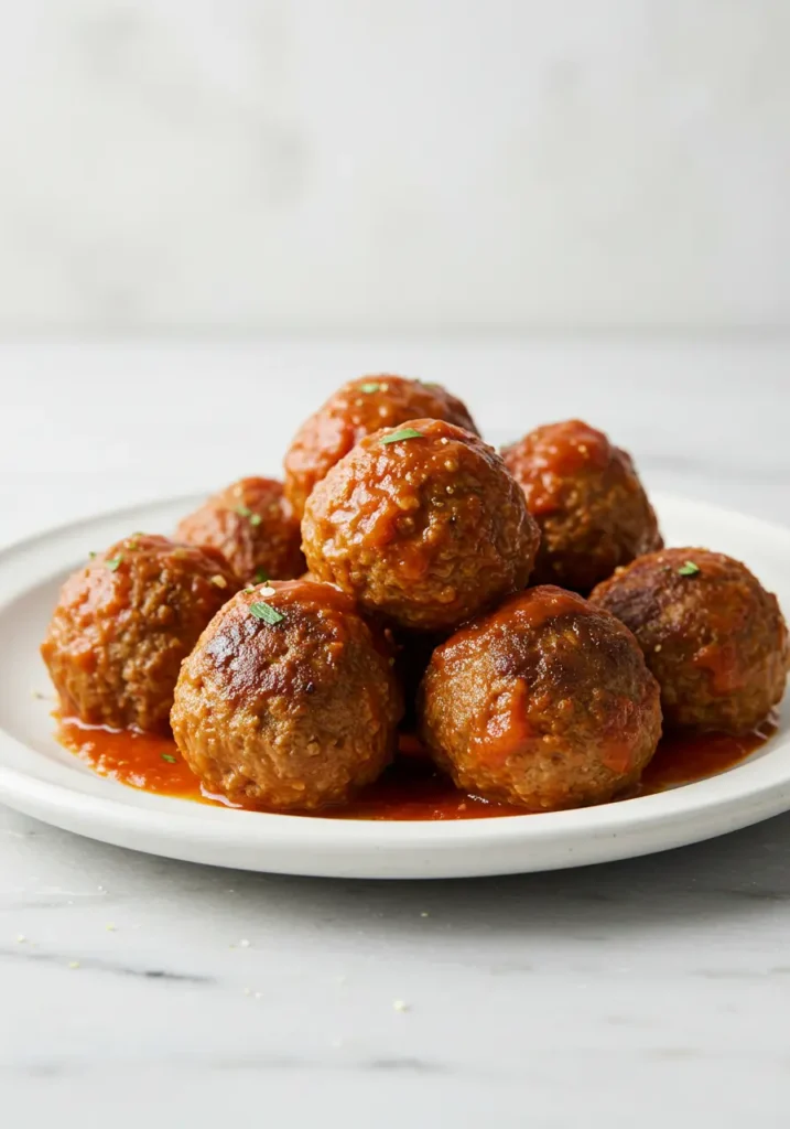 Delicious homemade meatballs with marinara sauce, perfect for a classic Italian dinner recipe.