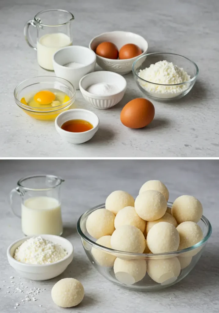 Close-up of soft, golden-brown Milk Balls made from milk powder, sugar, and ghee, arranged on a plate.