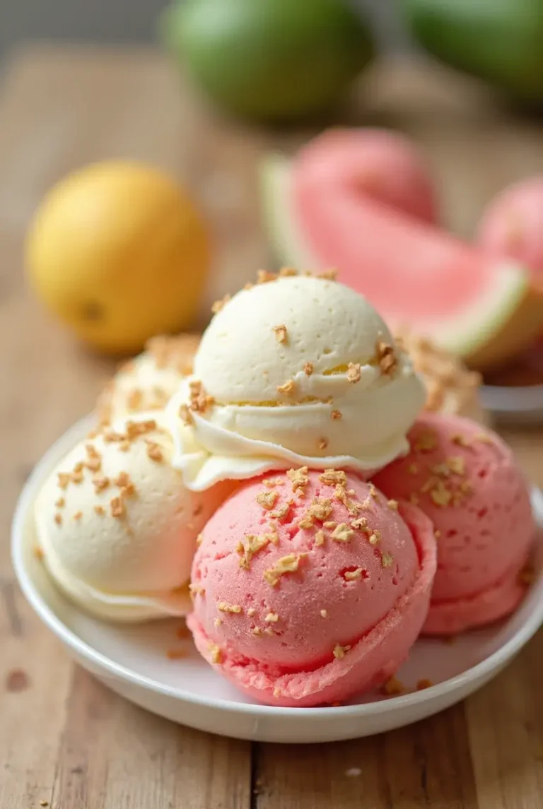 A scoop of melon ice cream in a cone, with fresh melon slices and mint leaves as garnish.