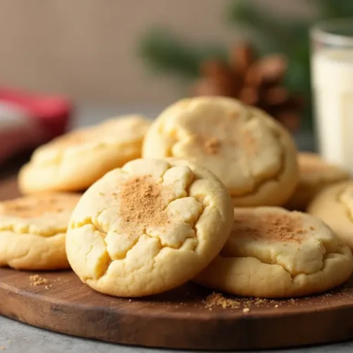 A plate of healthy eggnog cookies with a light glaze and a sprinkle of nutmeg, perfect for the holiday season.